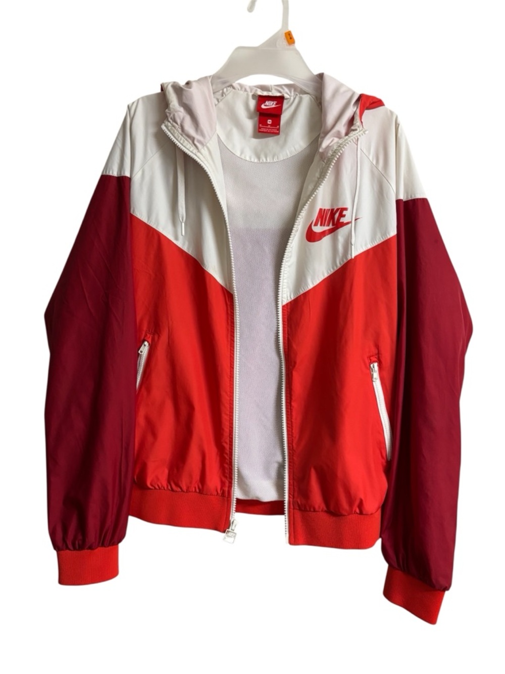 Nike Women's Red, White & Burgundy Colorblock Bomber Jacket
